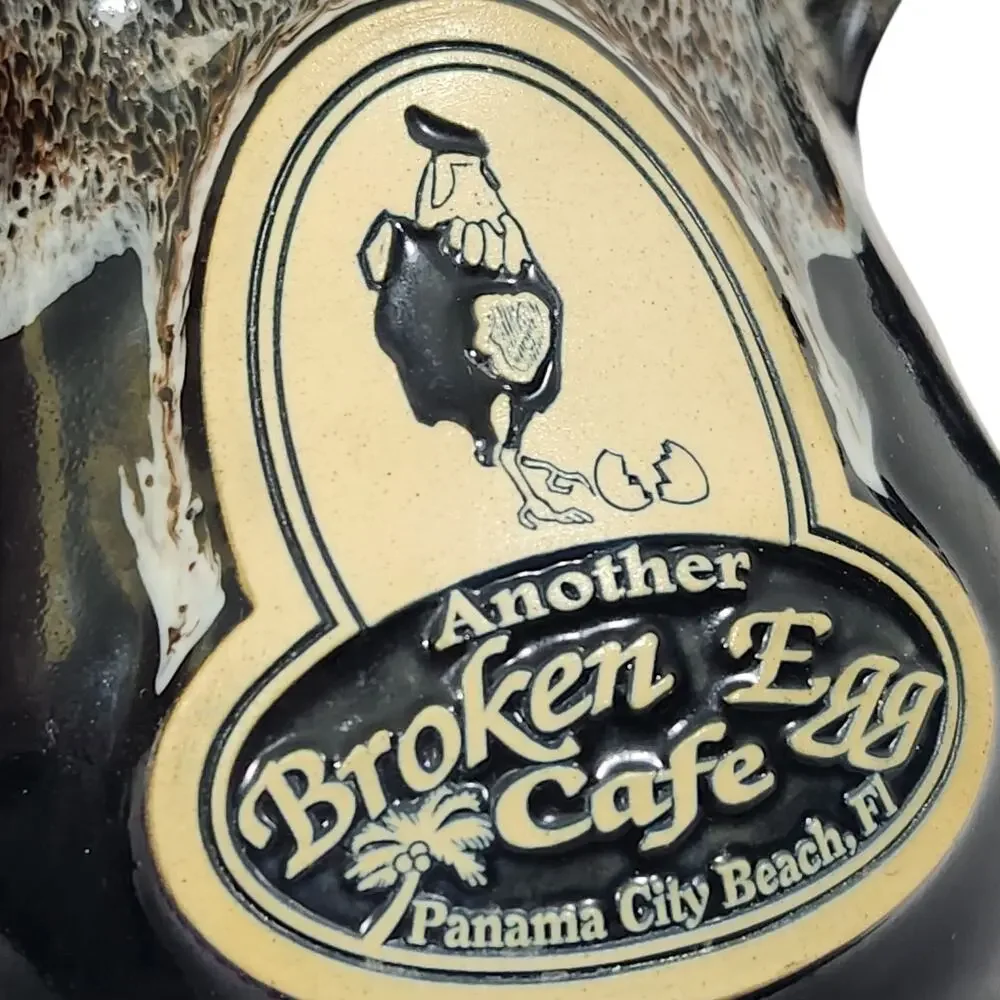 DENEEN POTTERY COFFEE MUG CUP PANAMA CITY BEACH FL BROKEN EGG CAFE SOUVENIR GIFT - Picture 5 of 5